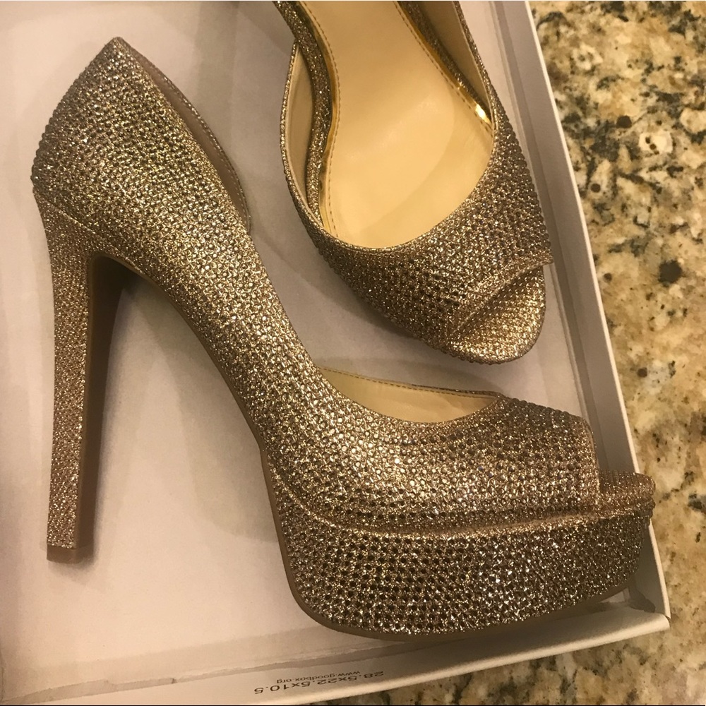 NWT Gold Rhinestone Jessica Simpson High Heels